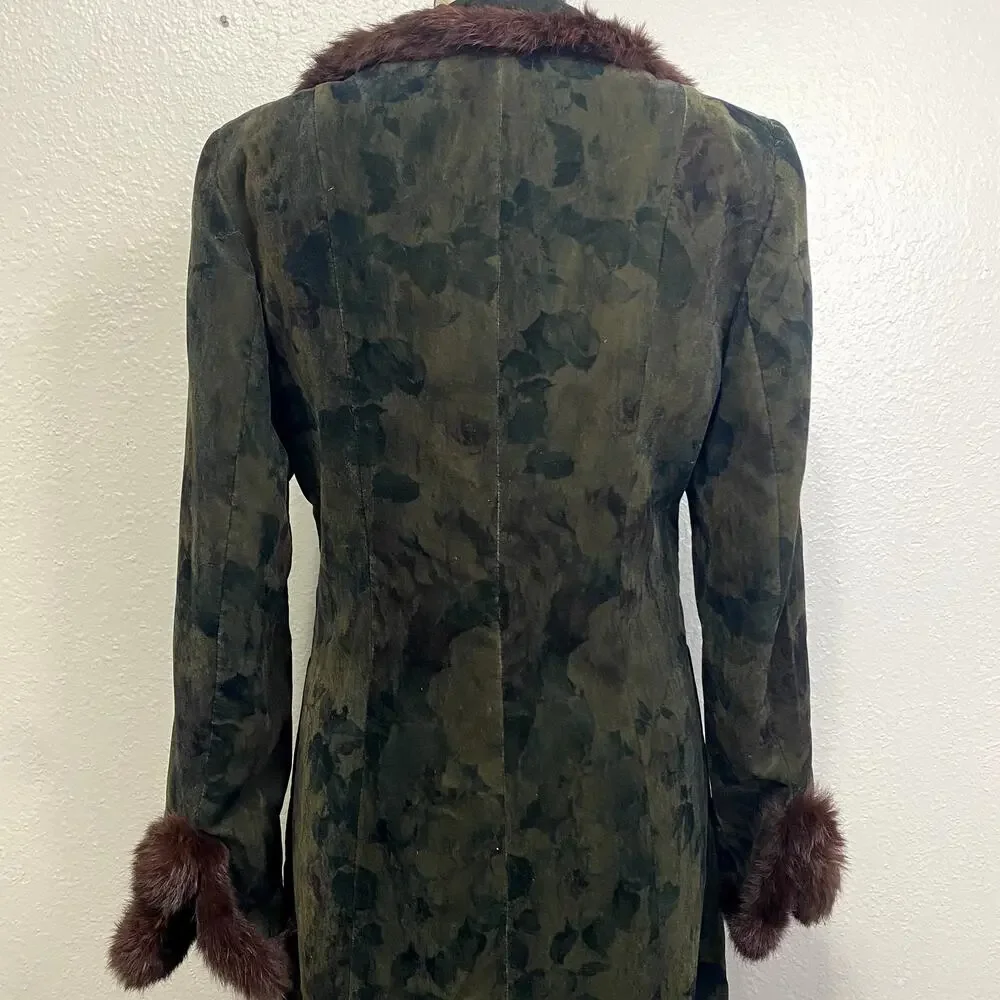 Vintage Madeline Velvet and Genuine Fur Trim Floor Length Coat Grunge Goth - Picture 15 of 16